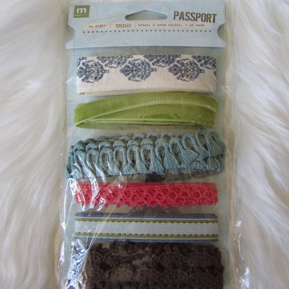 Making Memories travel passport scrapbooking ribbon trims